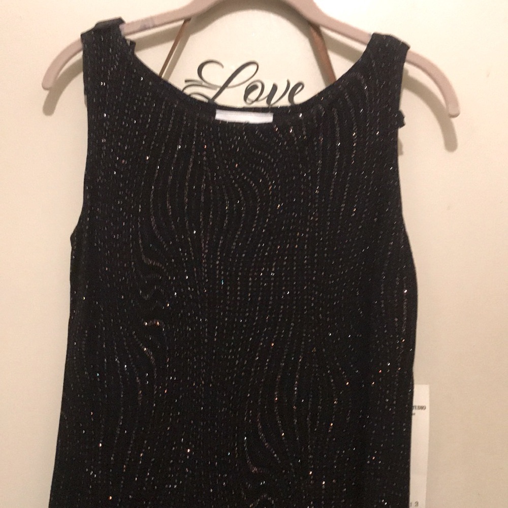 D) Nicole Studio New York Vintage Black Sleeveless Beaded Top Size 8 - Picture 3 of 7